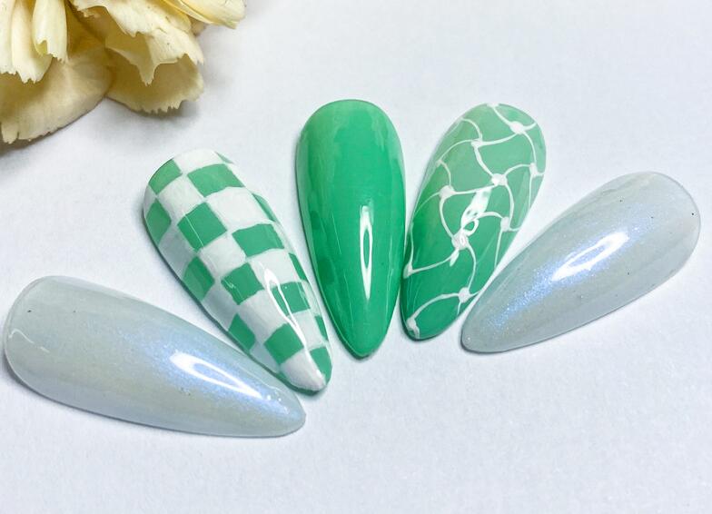 棋盤美甲，南寧美甲學習作品欣賞