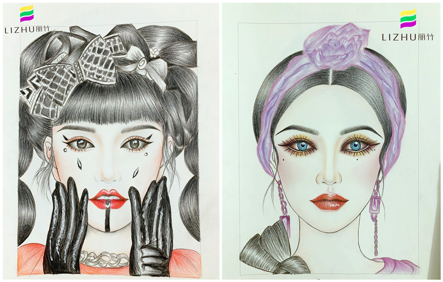 美人紙妝圖繪畫，南寧化妝學(xué)校排行前十作品