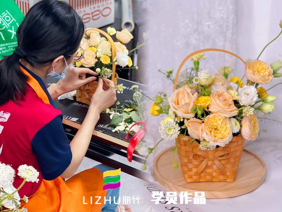 奶油系手提花籃特點，?廣西學(xué)花藝零基礎(chǔ)課程